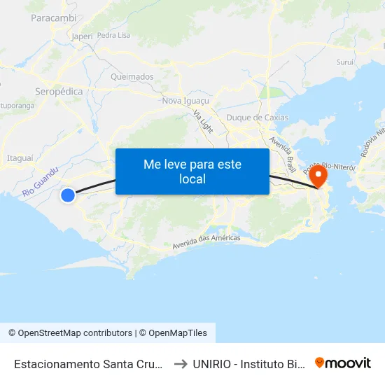 Estacionamento Santa Cruz Shopping to UNIRIO - Instituto Biomédico map