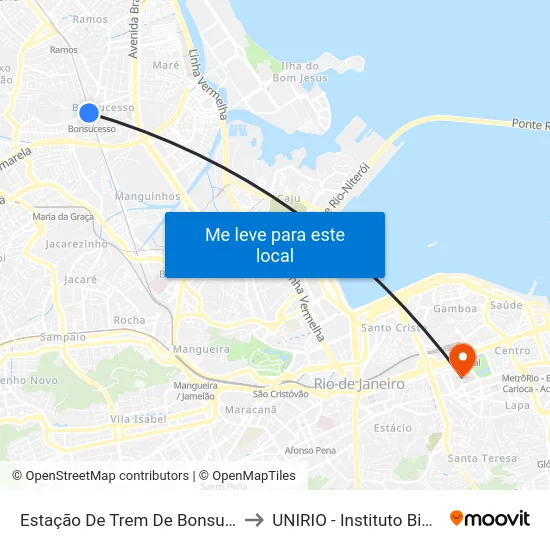 Estação De Trem De Bonsucesso (1) to UNIRIO - Instituto Biomédico map