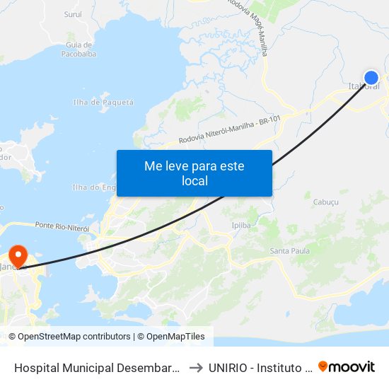 Hospital Municipal Desembargador Leal Junior to UNIRIO - Instituto Biomédico map