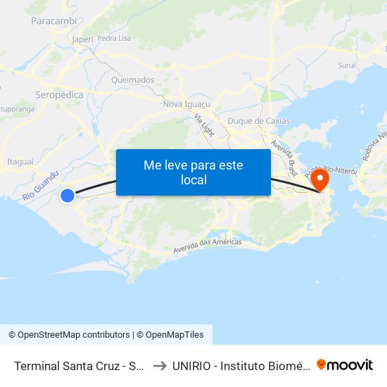 Terminal Santa Cruz - Sv870 to UNIRIO - Instituto Biomédico map