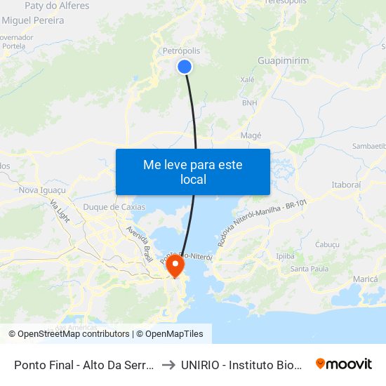 Ponto Final - Alto Da Serra (Trel) to UNIRIO - Instituto Biomédico map