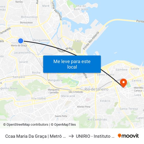 Ccaa Maria Da Graça | Metrô Maria Da Graça to UNIRIO - Instituto Biomédico map