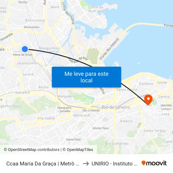 Ccaa Maria Da Graça | Metrô Maria Da Graça to UNIRIO - Instituto Biomédico map