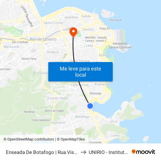 Enseada De Botafogo | Rua Visconde De Ouro Preto to UNIRIO - Instituto Biomédico map