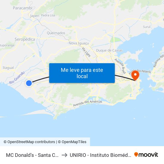 MC Donald's - Santa Cruz to UNIRIO - Instituto Biomédico map