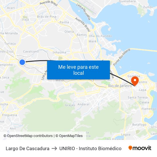 Largo De Cascadura to UNIRIO - Instituto Biomédico map