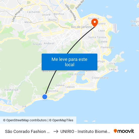 São Conrado Fashion Mall to UNIRIO - Instituto Biomédico map