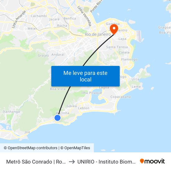 Metrô São Conrado | Rocinha to UNIRIO - Instituto Biomédico map