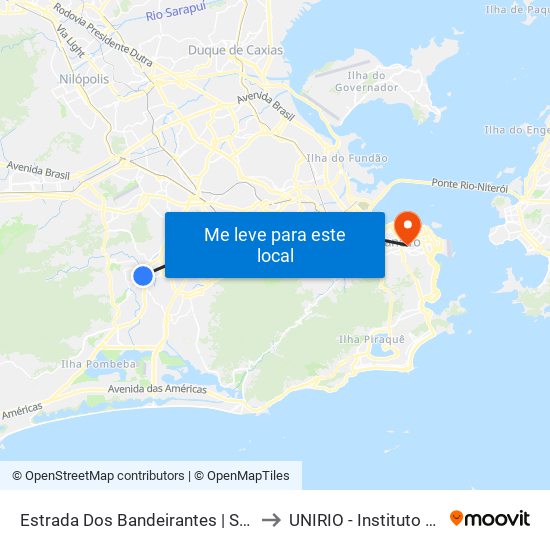 Estrada Dos Bandeirantes | Subway Taquara to UNIRIO - Instituto Biomédico map