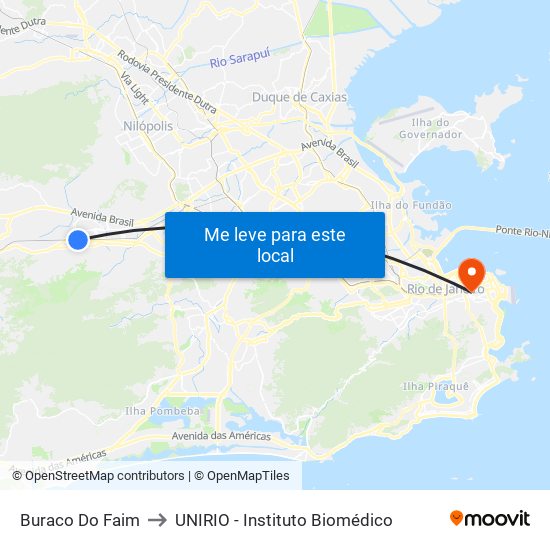 Buraco Do Faim to UNIRIO - Instituto Biomédico map