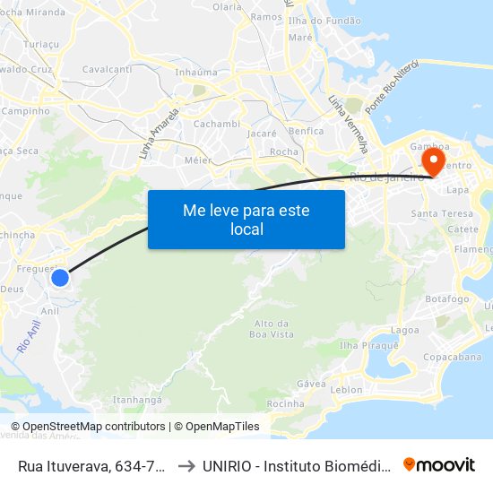 Rua Ituverava, 634-702 to UNIRIO - Instituto Biomédico map