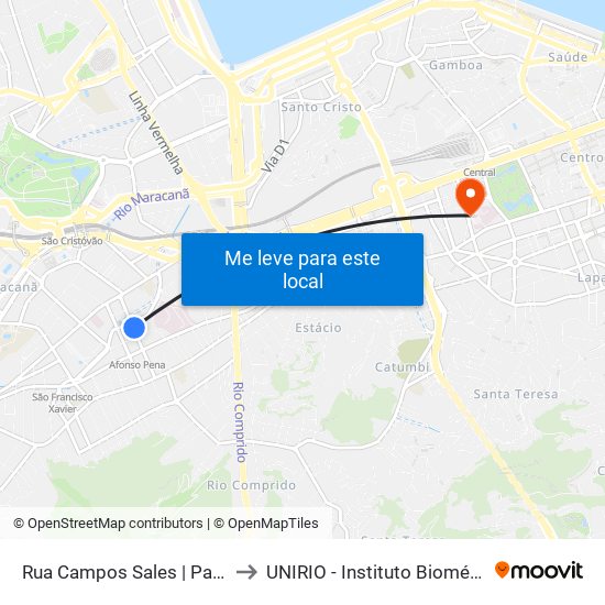 Rua Campos Sales | Parmê to UNIRIO - Instituto Biomédico map
