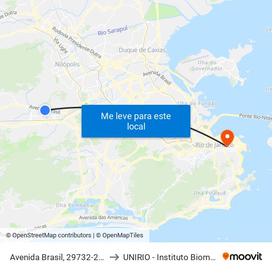 Avenida Brasil, 29732-29850 to UNIRIO - Instituto Biomédico map