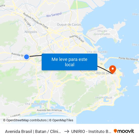 Avenida Brasil | Batan / Clínica Da Família to UNIRIO - Instituto Biomédico map