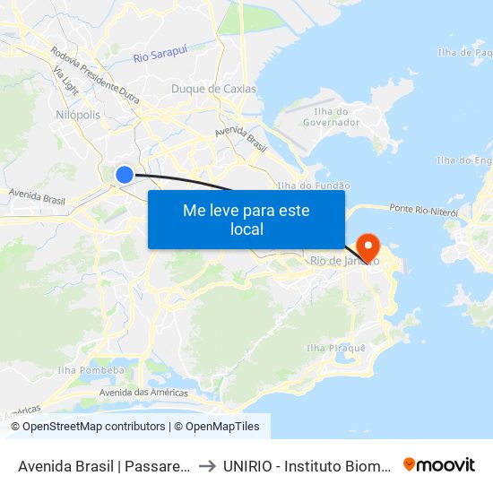 Avenida Brasil | Passarela 32 to UNIRIO - Instituto Biomédico map