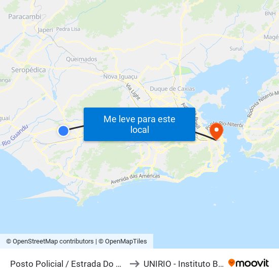 Posto Policial / Estrada Do Encanamento to UNIRIO - Instituto Biomédico map