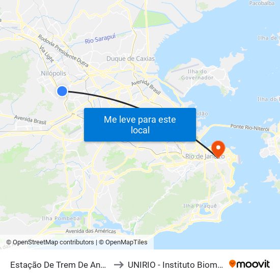 Estação De Trem De Anchieta to UNIRIO - Instituto Biomédico map