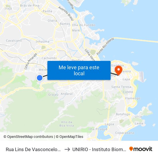 Rua Lins De Vasconcelos, 651 to UNIRIO - Instituto Biomédico map