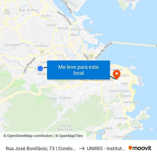 Rua José Bonifácio, 73 | Condomínio East Side Meier to UNIRIO - Instituto Biomédico map