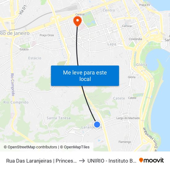 Rua Das Laranjeiras | Princesa Laranjeiras to UNIRIO - Instituto Biomédico map