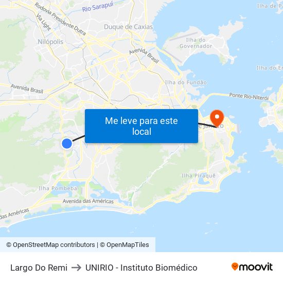 Largo Do Remi to UNIRIO - Instituto Biomédico map