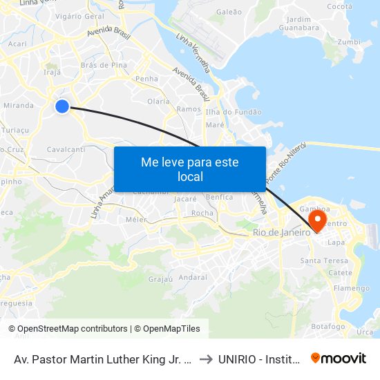 Av. Pastor Martin Luther King Jr. | Senai Vicente De Carvalho to UNIRIO - Instituto Biomédico map