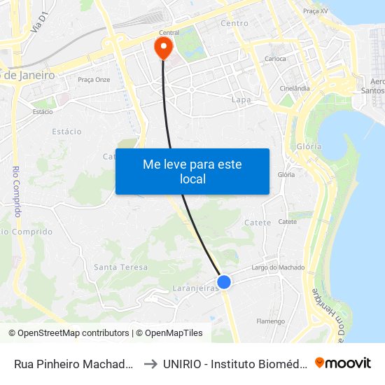 Rua Pinheiro Machado, 5 to UNIRIO - Instituto Biomédico map