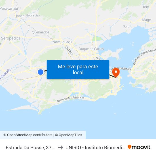 Estrada Da Posse, 3787 to UNIRIO - Instituto Biomédico map