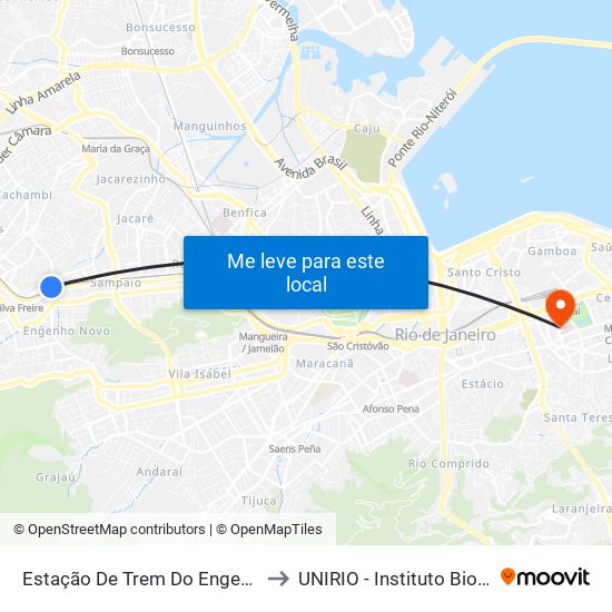 Estação De Trem Do Engenho Novo to UNIRIO - Instituto Biomédico map