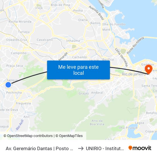 Av. Geremário Dantas | Posto De Saúde Do Tanque to UNIRIO - Instituto Biomédico map
