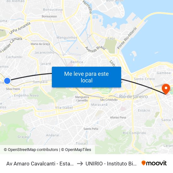 Av Amaro Cavalcanti - Estação Meier to UNIRIO - Instituto Biomédico map