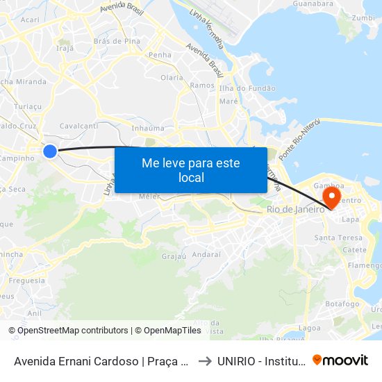 Avenida Ernani Cardoso | Praça Dep. José Souza Marques to UNIRIO - Instituto Biomédico map