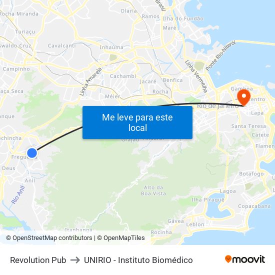 Revolution Pub to UNIRIO - Instituto Biomédico map