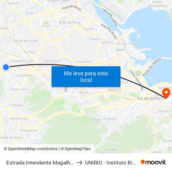 Estrada Intendente Magalhães, 1041 to UNIRIO - Instituto Biomédico map