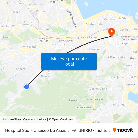 Hospital São Francisco De Assis Na Providência De Deus to UNIRIO - Instituto Biomédico map