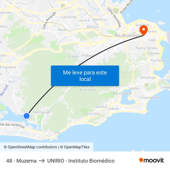 48 - Muzema to UNIRIO - Instituto Biomédico map