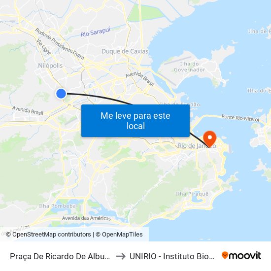 Praça De Ricardo De Albuquerque to UNIRIO - Instituto Biomédico map