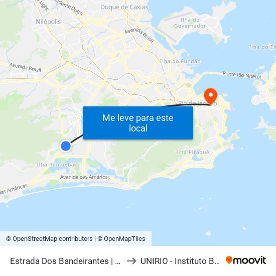 Estrada Dos Bandeirantes | BRT Curicica to UNIRIO - Instituto Biomédico map