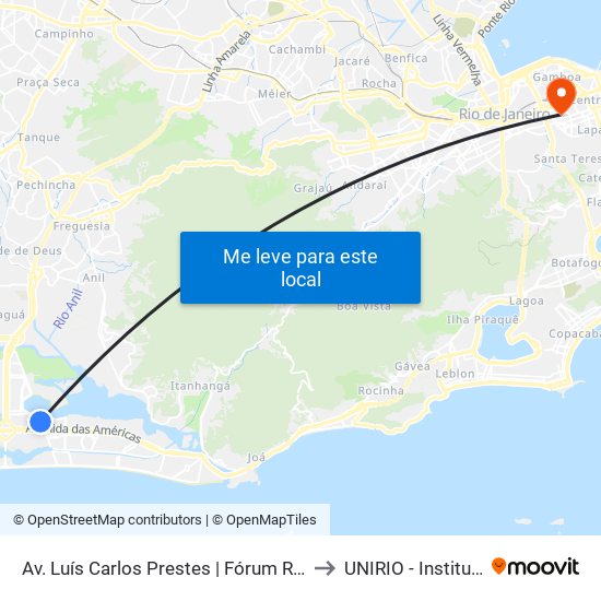 Av. Luís Carlos Prestes | Fórum Regional Da Barra Da Tijuca to UNIRIO - Instituto Biomédico map