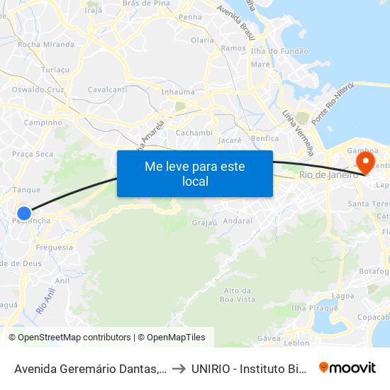 Avenida Geremário Dantas, 526-532 to UNIRIO - Instituto Biomédico map