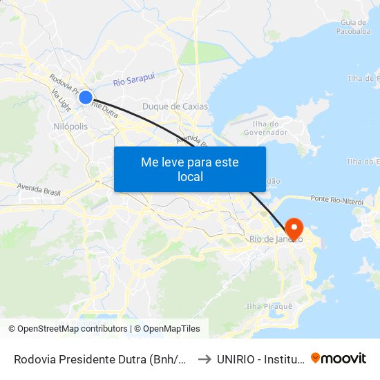 Rodovia Presidente Dutra (Bnh/Carrefour De Belford Roxo) to UNIRIO - Instituto Biomédico map