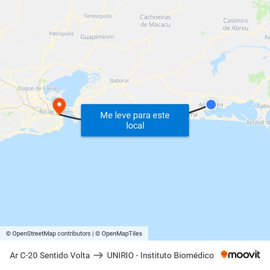 Ar C-20 Sentido Volta to UNIRIO - Instituto Biomédico map