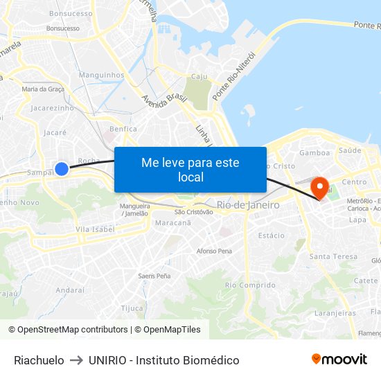 Riachuelo to UNIRIO - Instituto Biomédico map