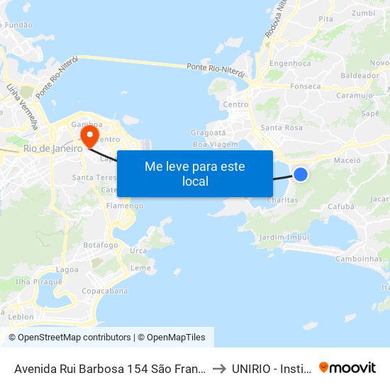 Avenida Rui Barbosa 154 São Francisco Niterói - Rj 24310-005 Brasil to UNIRIO - Instituto Biomédico map