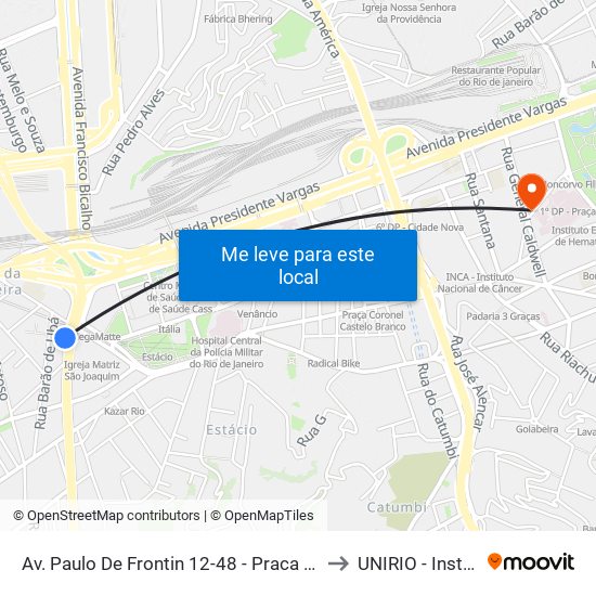 Av. Paulo De Frontin 12-48 - Praca Da Bandeira Rio De Janeiro - Rj Brasil to UNIRIO - Instituto Biomédico map