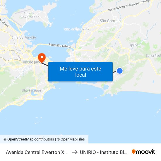 Avenida Central Ewerton Xavier 3359 to UNIRIO - Instituto Biomédico map