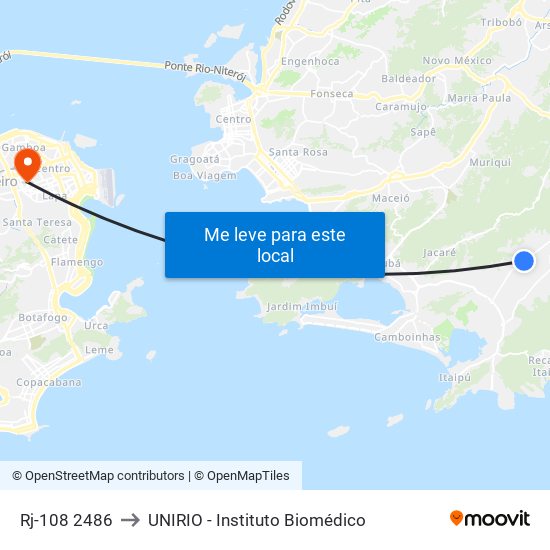 Rj-108 2486 to UNIRIO - Instituto Biomédico map