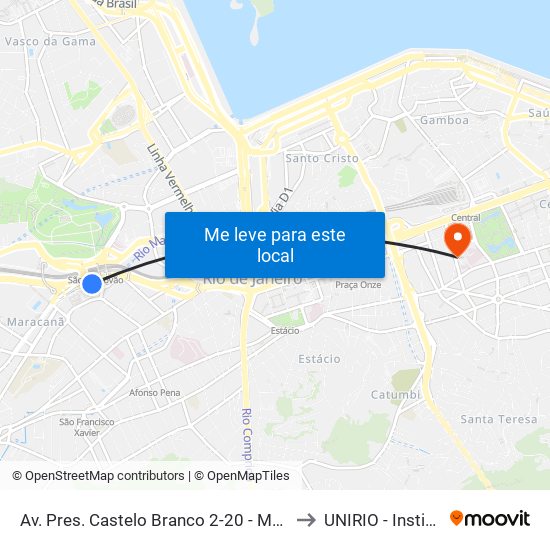 Av. Pres. Castelo Branco 2-20 - Maracanã Rio De Janeiro - Rj Brasil to UNIRIO - Instituto Biomédico map