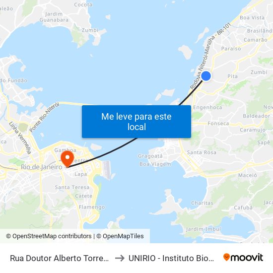 Rua Doutor Alberto Torres, 2050 to UNIRIO - Instituto Biomédico map