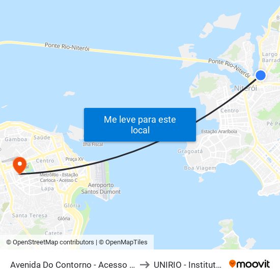 Avenida Do Contorno - Acesso À Ilha Da Conceição to UNIRIO - Instituto Biomédico map